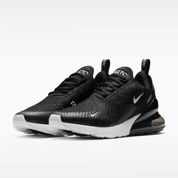 Nike Air Max 270 Black and White Athletic Shoes - Picture 3 of 6